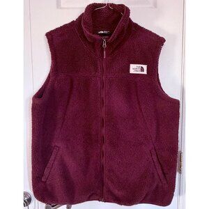 Womens XXL North Face Vest Dark Red Color Sherpa Fleece